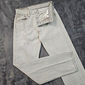Levis 501 Jeans Womens (28) 26x29.5 Light Gray Straight Leg Vintage 90s USA